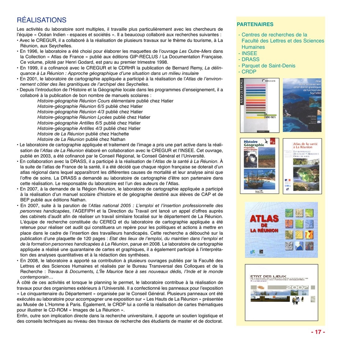 Présentation du laboratoire de cartographie appliquée, page 2, 2009