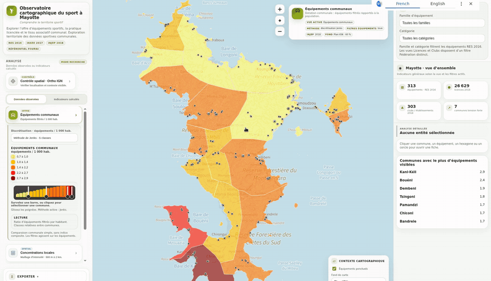 Aperçu de l’Observatoire cartographique du sport à Mayotte