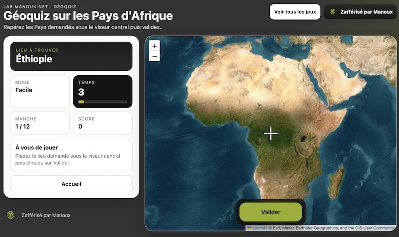 Aperçu — Géoquizz sur les Pays d'Afrique